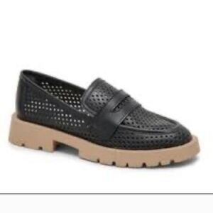 Dolce Vita Adolfo Black Perforated Sz.‎ 7.5 Loafers with Tan Sole